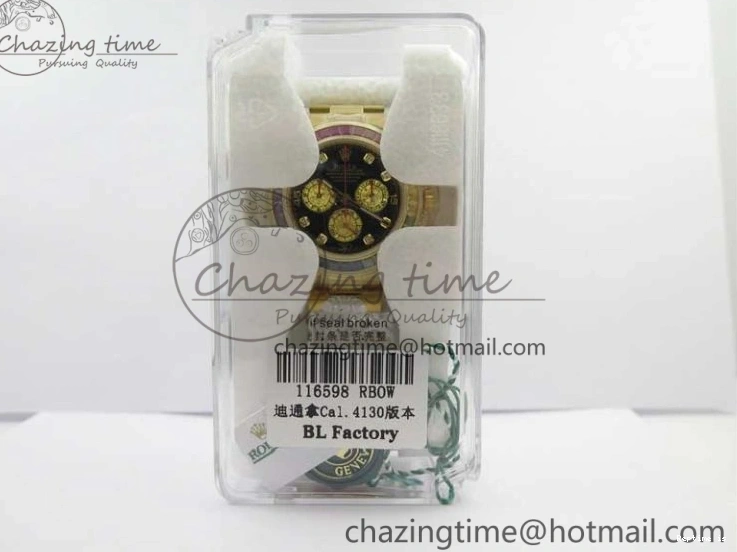 0109 Daytona 116589RBOW YG Rainbow Crystal BLF Best Edition Black Dial on YG Bracelet A SmoothTexture 3175